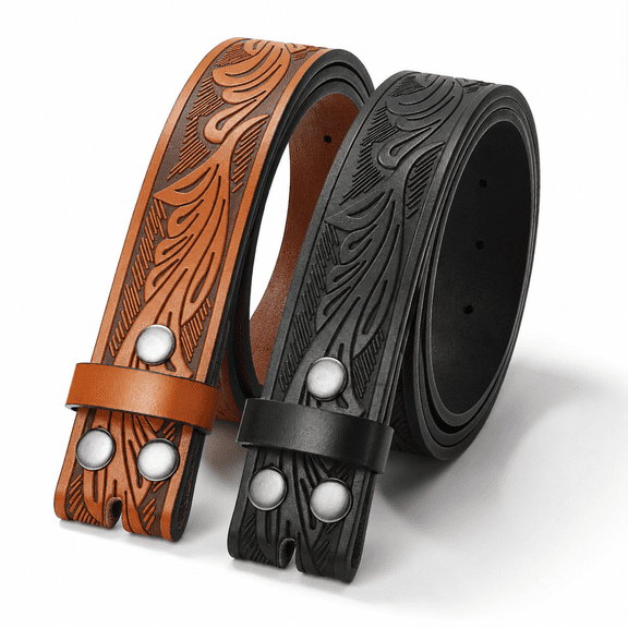 Unbranded Bull Black & Brown M for Waist 37"-43" 2 Pack Western Leather Belt Straps