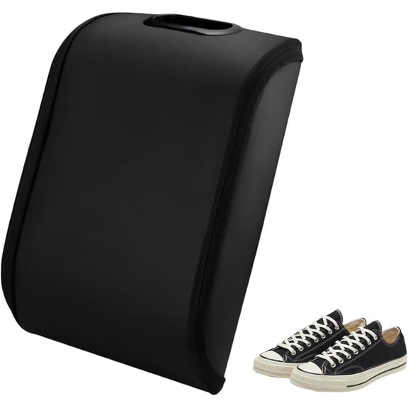 Unbranded  Car Shoe Organizer, Waterproof PVC Leather Auto Shoe Holder with Handle & Zipper, Universal Portable Rear Seat Shoes Storage Box Trunk Organizer for Most Vehicles (Black)