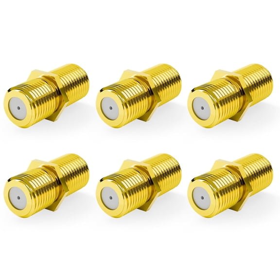 Unbranded Coaxial Cable Connector, RG6 Coax Cable Extender F-Type Gold Plated Adapter Female to Female for TV Cables, 6 Pack