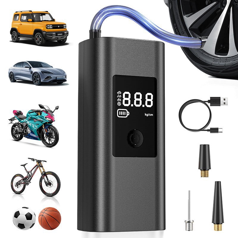 Unbranded Cordless Tire Inflator Portable Air Compressor, 150PSI, 3000mAh Long Range Battery, Air Pump for Car Tires, Bike, Motorcycle, Electric Pump with Digital Pressure Gauge