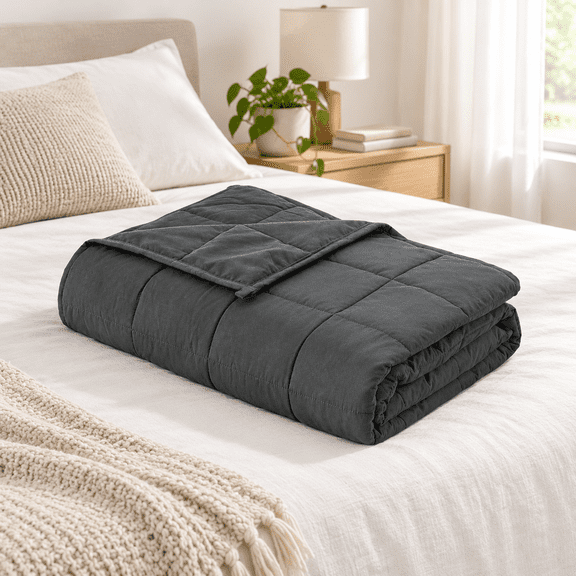 Unbranded Dark Grey 5lb Weighted Blanket, 40"x60" All-Season Soft Throw