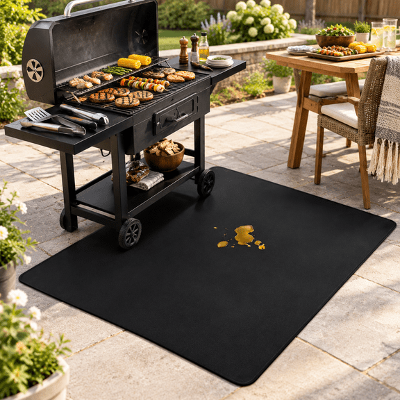 Unbranded Extra Large Rectangular Grill Mat, 100 x 51 Inches, Black