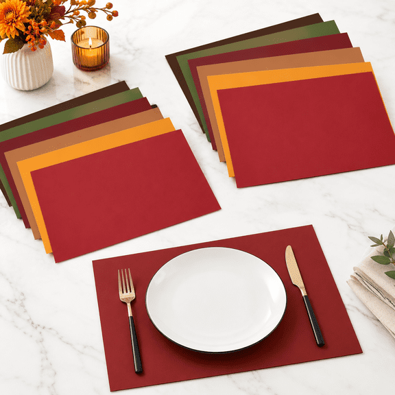 Unbranded Fall Color Disposable Paper Table Placemats, 10 x 14 Inch, 240 Count