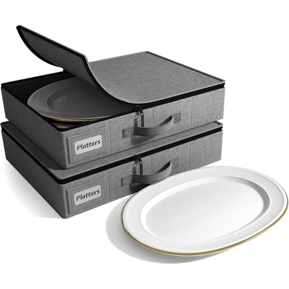 Unbranded Flatware & Utensil Storage - Gray Fabric Chest Box for Storage and Organizing Utensils, Silverware, Flatware, Cutlery - Silverware Organizer Container with Clear Lid & Adjustable Divider