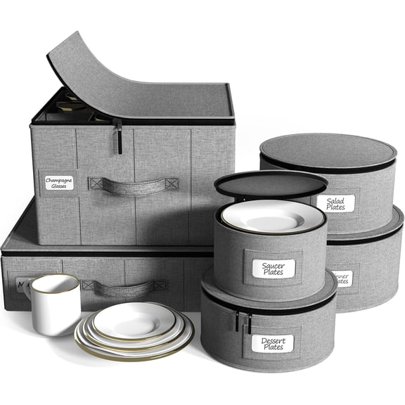 Unbranded Flatware & Utensil Storage - Gray Fabric Chest Box for Storage and Organizing Utensils, Silverware, Flatware, Cutlery - Silverware Organizer Container with Clear Lid & Adjustable Divider