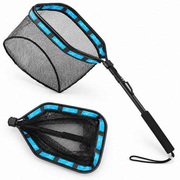 Unbranded Floating Foldable Fishing Landing Net with Magnetic Release, 32.5" Extend Length