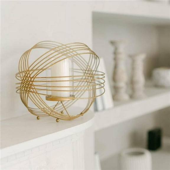 Unbranded Gold Metal Sphere Tea Light Candle Holder