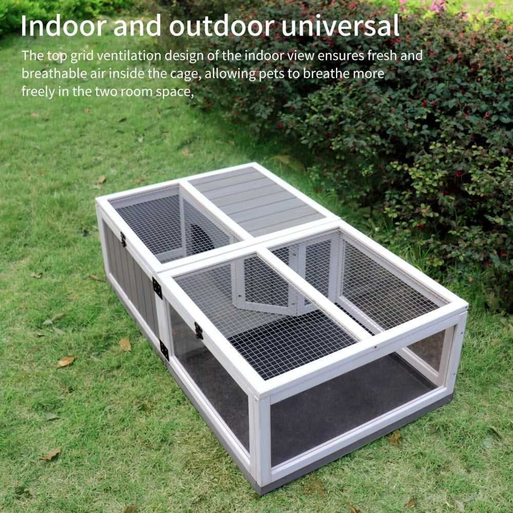 Grey and White Wooden Outdoor Reptile Cage with Acrylic Enclosure