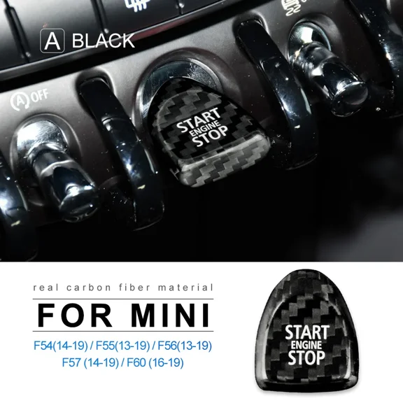 Unbranded Hard Dry Carbon Fiber Ignition Start Stop Button Interior Trim Sticker For Mini Cooper F54 F55 F56 F57 F60 2013-2022 1 Pc
