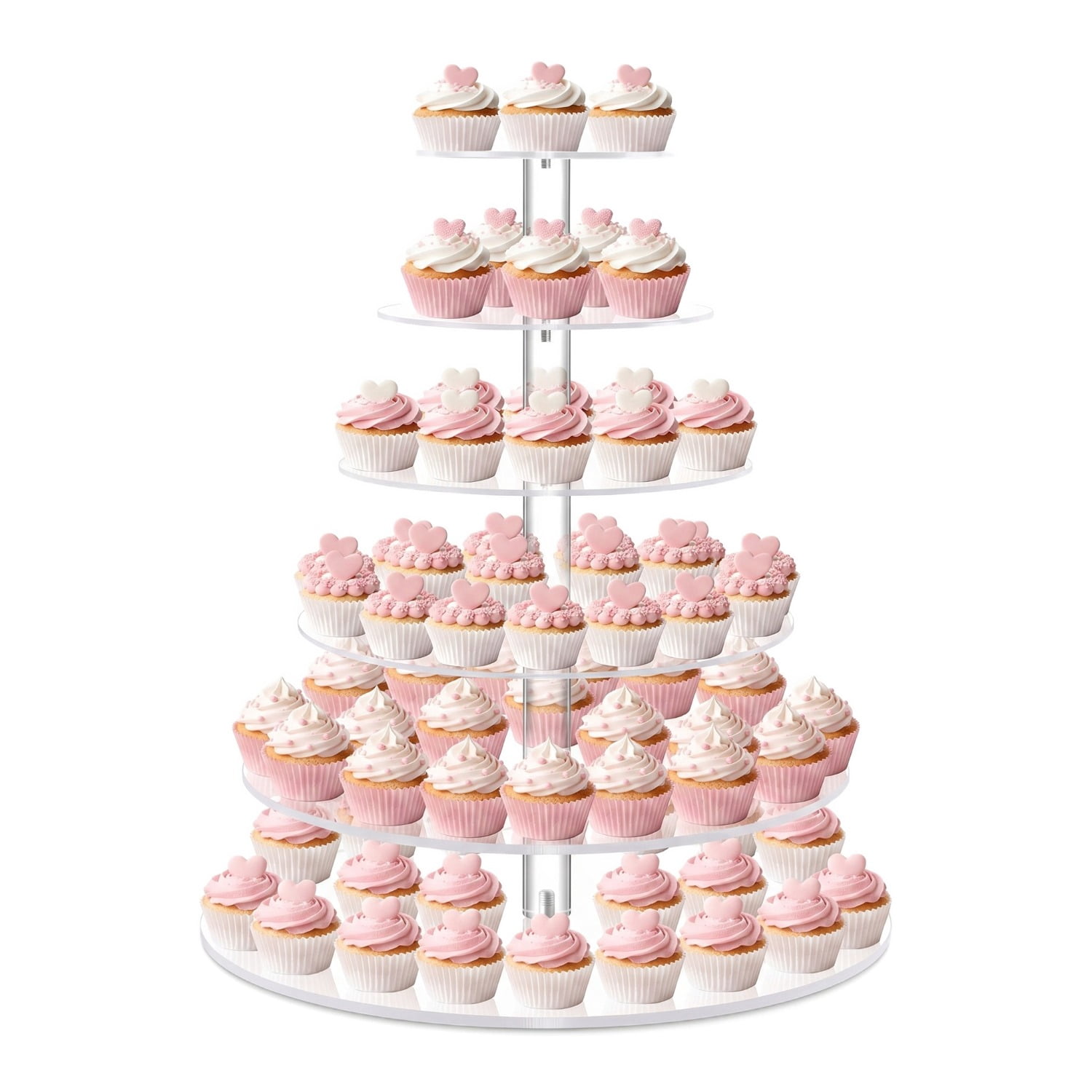 Unbranded Large 7 Tier Cupcake Stand for 100 Cupcakes, Clear Round