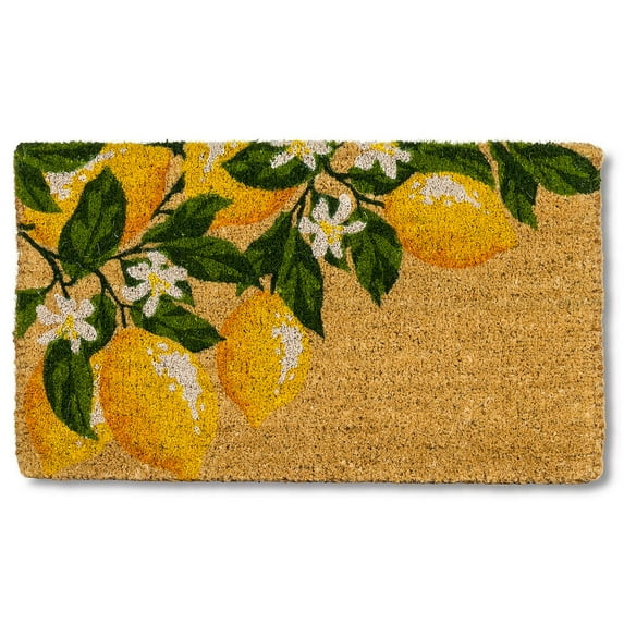 Abbott Doormat Durable Natural Coco Coir Doormat, Weather Resitant Mat Outdoor & Indoor Entrance, Home Decor Large Doormat, 18x30", Lemon Branch