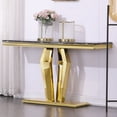 thumbnail image 1 of Unbranded Luxury Rectangular Sofa Console Table Modern Living Room Entryway Table with Mirrored Gold Geometric Base Gold, 1 of 5