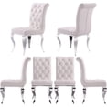Unbranded Luxury White Velvet Dining Chairs with Crystal Decor Button
