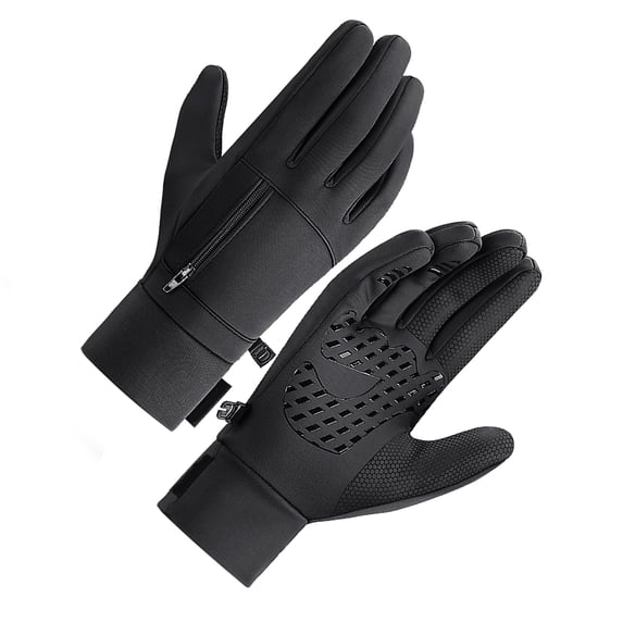 Unbranded Men Winter Waterproof Gloves Touchscreen Pocket Anti-Slip Fleece Thermal Sport Gloves - Large