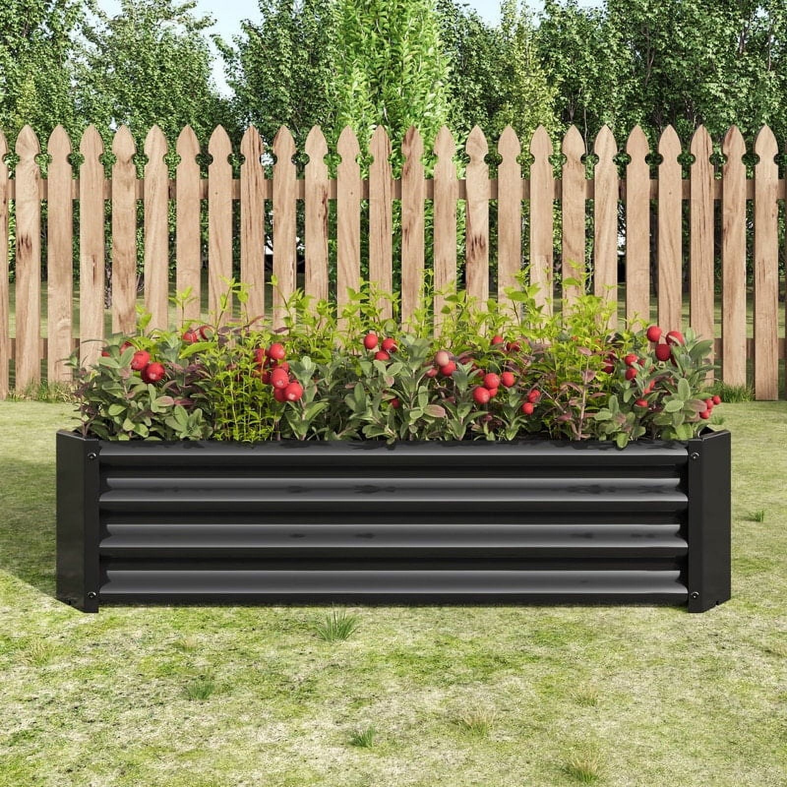 Black Galvanized Metal Raised Garden Bed for Outdoor Planting