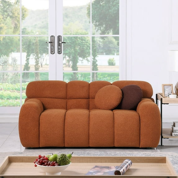 Unbranded Modern ergonomic marshmallow sofa for living room 2 Seats - Light Brown