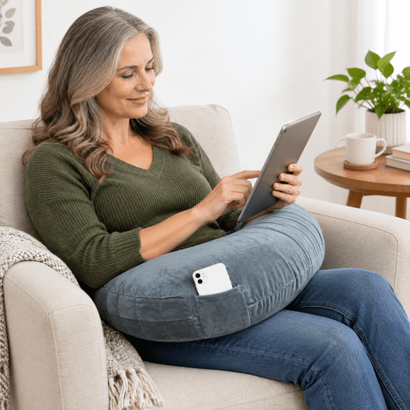 Unbranded Multi-Purpose C-Shape Lap Support Pillow for Reading, Gaming and Crocheting