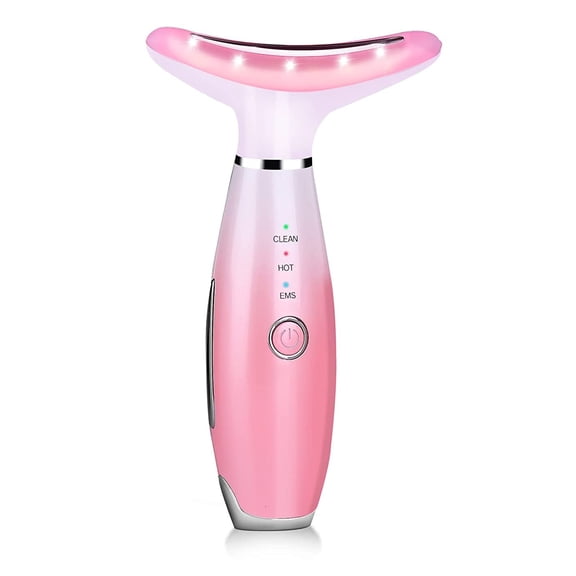 Unbranded Neck Massager LED Photon Therapy Heating Neck Wrinkle Removal Machine Reduce Double Chin Skin Lifting Tightening Device Pink Facial Massager Tool