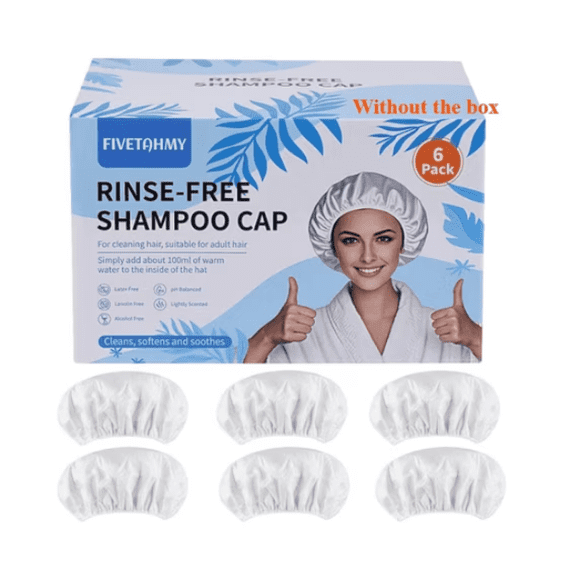 Unbranded No Rinse Waterless Hair Wash Cap, Portable Design Non-Slip Shower Cap, White 6pcs