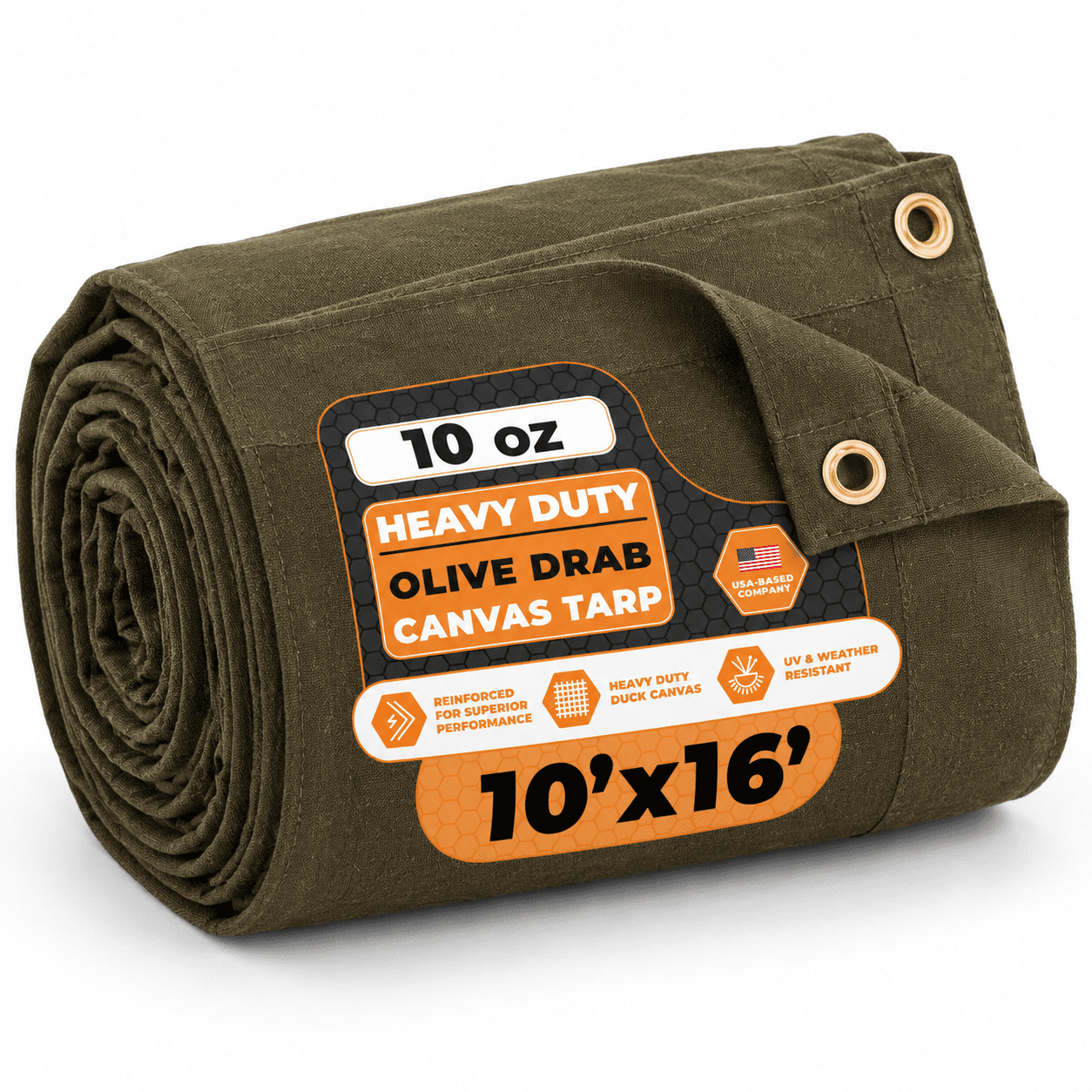 Unbranded Olive Drab 10' X 16' Heavy Duty Water Resistant Canvas Tarp ...