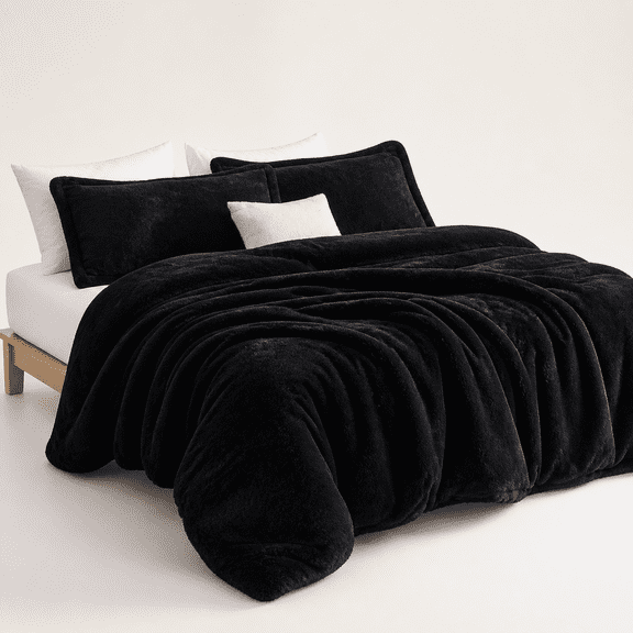 Unbranded Oversized King Plush Comforter, Nightshift Black, 112"W x 92"L