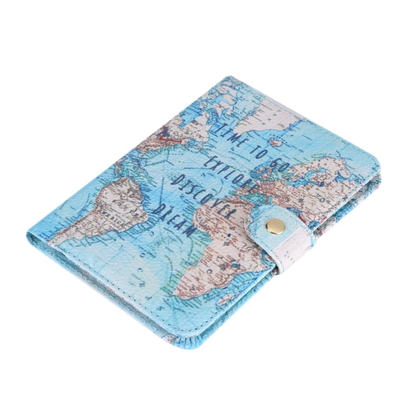 Unbranded PU Leather Passport Holder, Map Pattern, Slim Travel Document Organizer Case