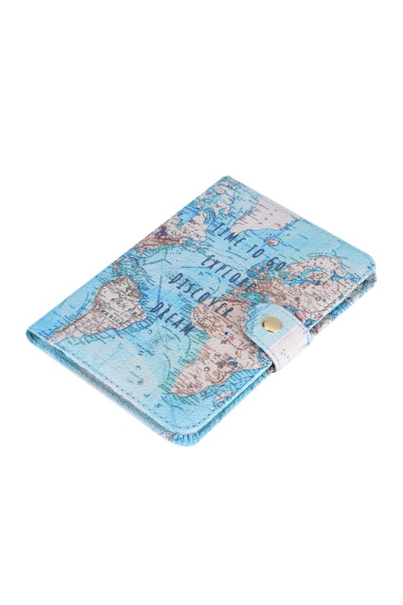 PU Leather Passport Holder, Map Pattern, Slim Travel Document Organizer Case
