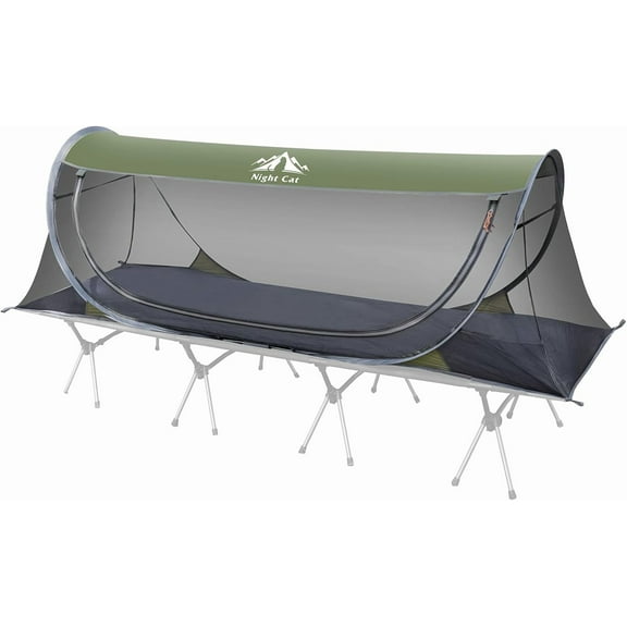 Unbranded Pop-up Mosquito Tent: 1 Person Camping Tent with Bug Screen Net Easy Set-up Tent Fits with Camping Cot (Exclueded)