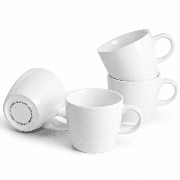 Unbranded Porcelain Espresso Cups Set of 4, 3.5 Oz White Small Coffee Mugs