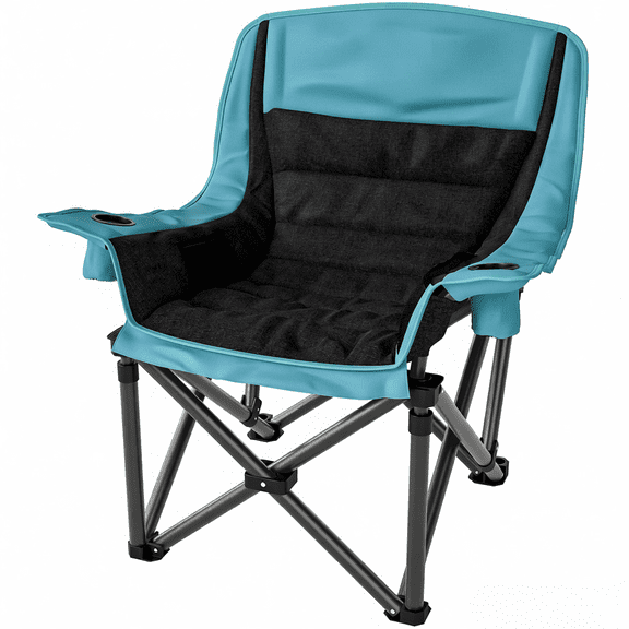 Unbranded Portable Folding Camping Chair With Side Pockets, 600D Oxford Heavy Duty Outdoor Seat, 12 Lb Compact Carry Bag for Adults Fishing Tailgating