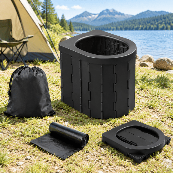 Unbranded Portable Toilet, 13.86 x 11.18 x 2.91 in, 400lb Capacity for Camping Travel