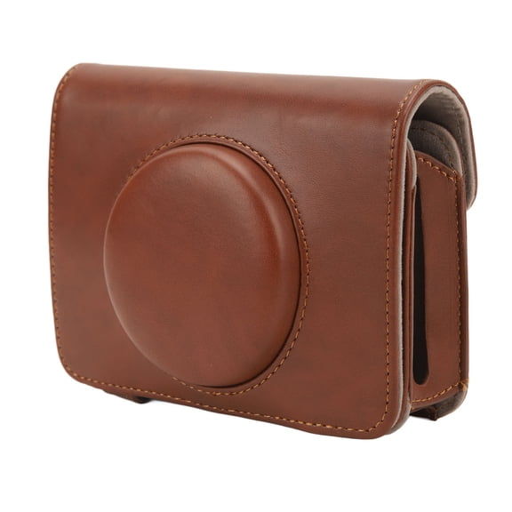Unbranded Premium PU Leather Camera Bag Crossbody Protective Case with Adjustable Shoulder Strap Compatible with Kodak C210R, 5.91 inches / 15 cm Length, Travel Photography Accessory, Brown