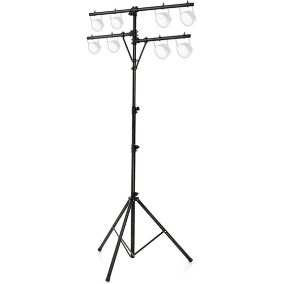Unbranded Pro Audio Tripod, Multi Arm Tripod w/ 6.1-11.5 FT Adjustable Height, Portable T Bar Lighting Stand w/ 100 LBS Capacity, DJ Lighting Stand Suitable for Stage Bar Banquet Party