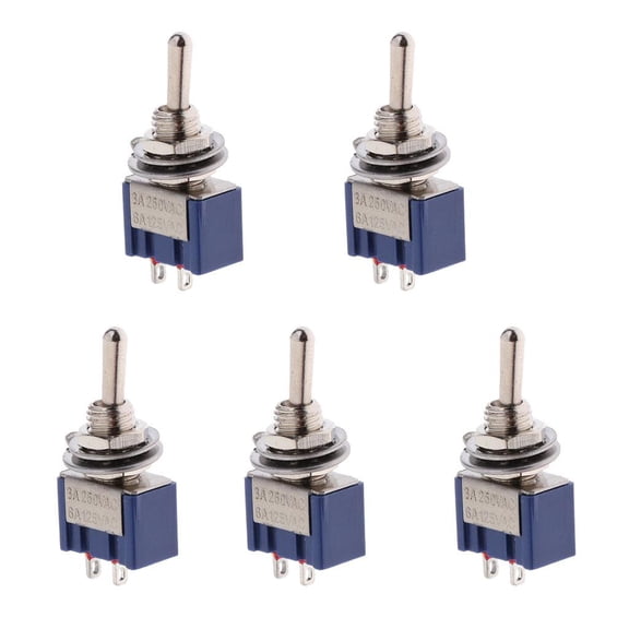 Unbranded Product 5 X on / Mini Toggle Round 2P Blue Handle Switch