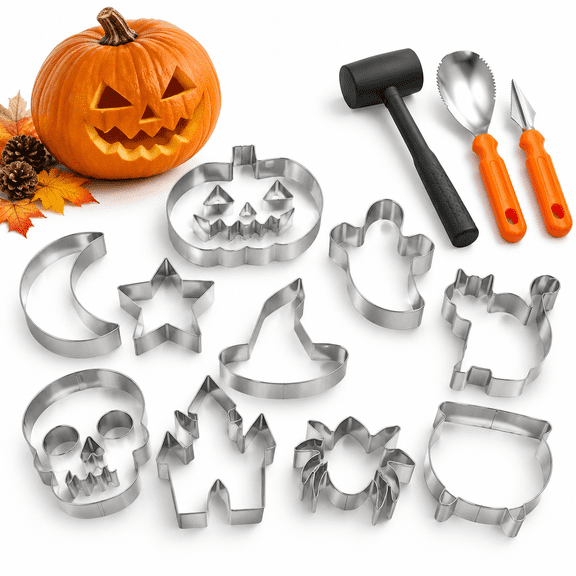 Unbranded Pumpkin Carving Kit with 19 Stencils, 2 Tools and 1 Hammer