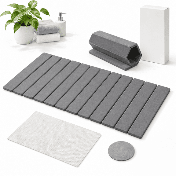 Unbranded Quick Dry Foldable Diatomaceous Earth Stone Bath Mat, Grey, 23.6 x 15.3 Inches