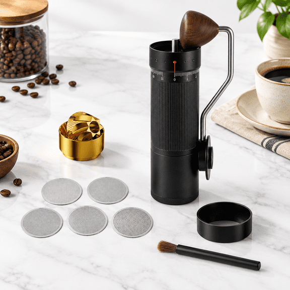 Unbranded R3 Pro Manual Coffee, Black with Titanium Coated Burr, for Espresso & Pour Over