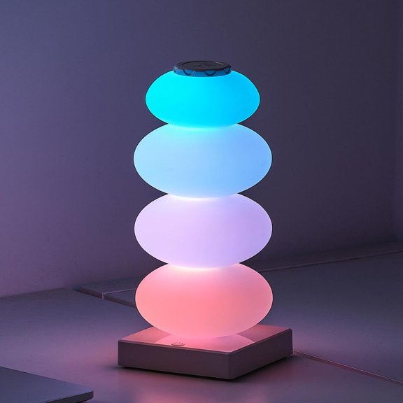 Unbranded RGB Touch Table Lamp, Color Changing Night Light Candy Gourd Design, USB Powered, Bedroom Desk Ambient Light, Small Bedside Lamp for Bedroom Living Room Home Decor (White)
