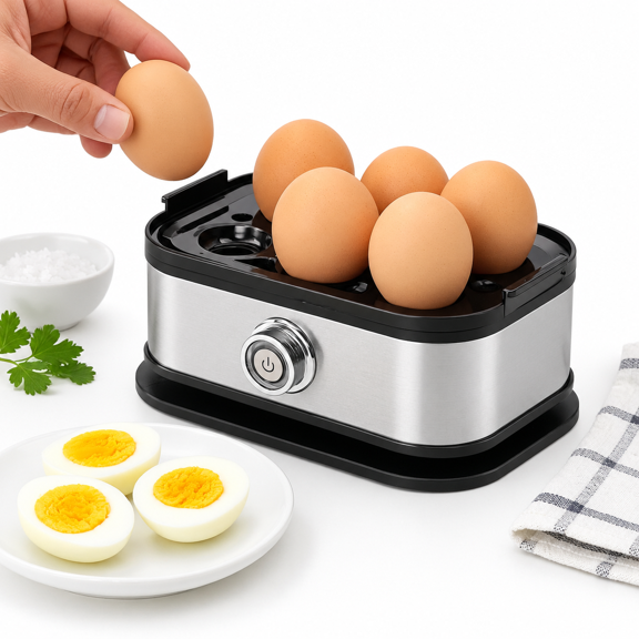 Unbranded Rapid Electric Egg Cooker, 6 Egg Capacity, Auto Shut-Off, Soft Medium Hard Boiled Poacher