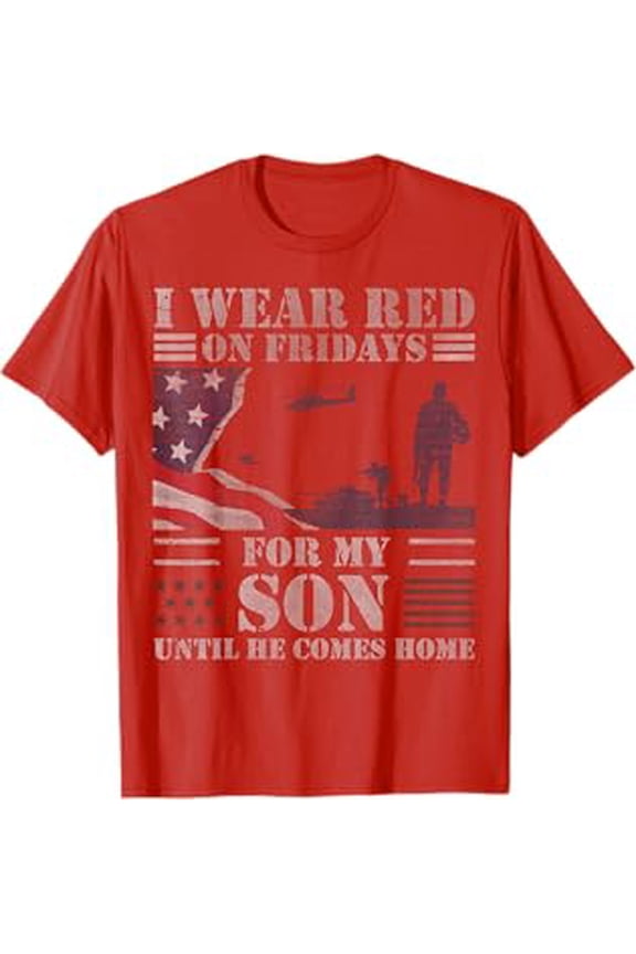 Unbranded Remember Everyone Deployed For My Son Red Friday Graphic T-Shirt Red