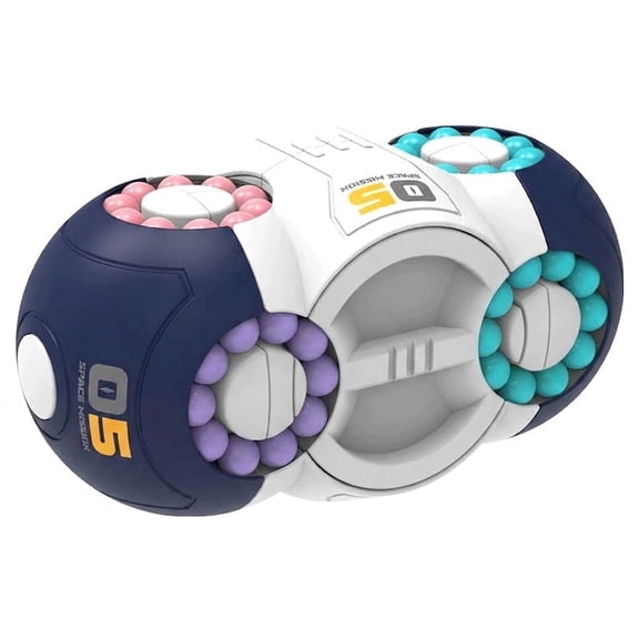 Unbranded 8-Sided Rotating Magic Bean Puzzle Toy, ABS Fidget Spinner Brain Teaser for Kids & Adults, Navy Blue