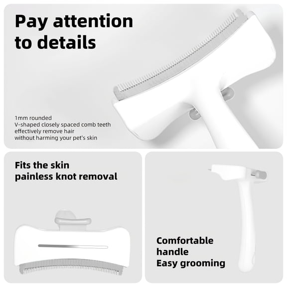 Unbranded Self-Cleaning Pet Hair Removal Brush & Deshedding Comb Suitable for Short-Haired Cats and Dogs, One-Click Loose Hair Remover with Curved Contoured Design & Handle