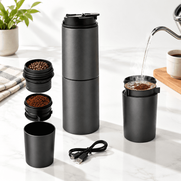 Unbranded Single-Serve Coffee Maker with Portable Compact Design for Travel