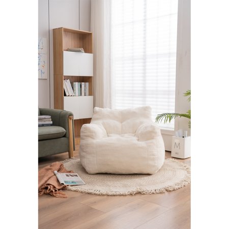 Unbranded Soft Tufted Foam Bean Bag Chair Ivory