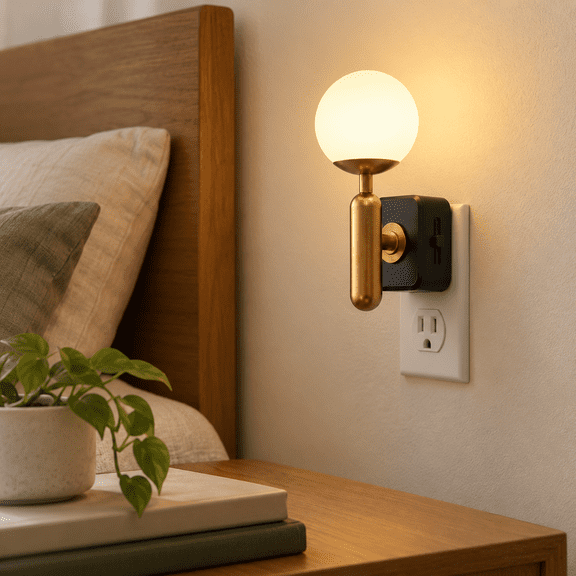 Unbranded Soft White Dimmable Plug-In Night Light with Glass Globe Design