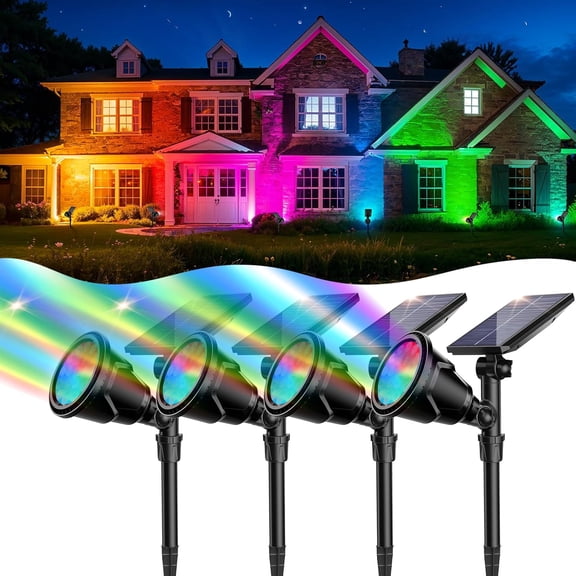 Unbranded Solar Outdoor Lights Waterproof, 9 Lighting Modes Halloween Christmas Solar Garden Light Colored Landscape Spotlights Spot Lights Outdoor Lighting for Backyard House Yard Pool Patio- 4 Pack