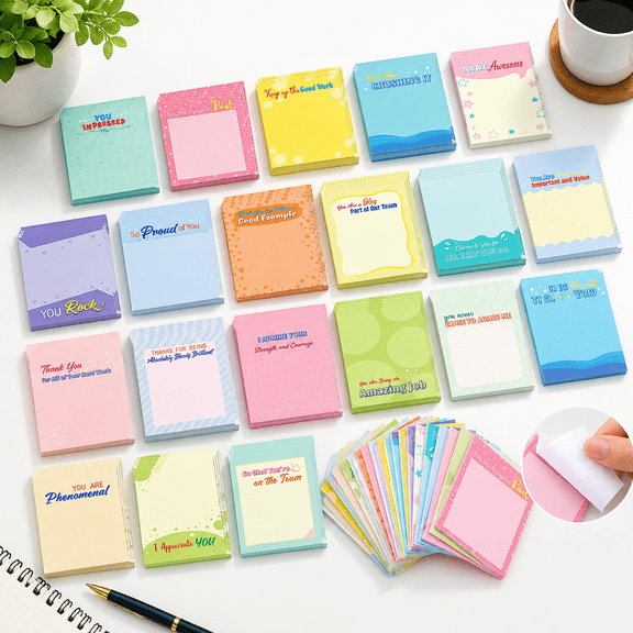Unbranded Staff Appreciation Motivational Sticky Notes, 100 Pack, 20 Styles