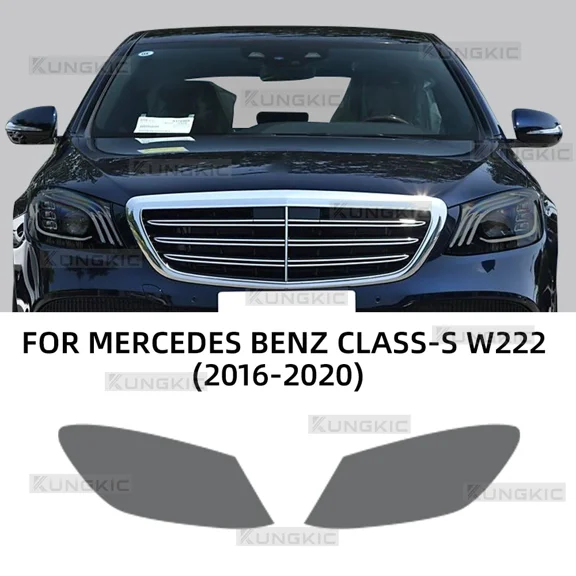 Unbranded TPU PPF Headlight Protection Film For Mercedes-Benz S-Class W222 2016-2020 Clear Smoked Anti-Scratch 2 Pcs