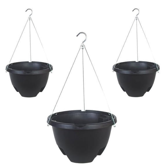 Unbranded EG425BK3P The Weekender 16 Plastic Self Watering  Black Hanging Planter (3 Pack)