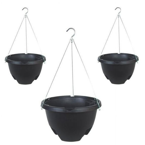 Unbranded EG425BK3P The Weekender 16 Plastic Self Watering Black Hanging Planter (3 Pack)